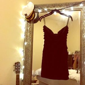 Black strapless mini dress